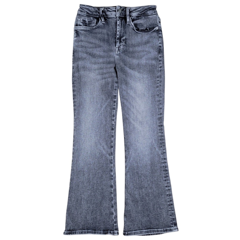 Frame Le One Crop Mini Boot Jeans Womens 1 Gray Hughes Wash Stretch Denim Casual